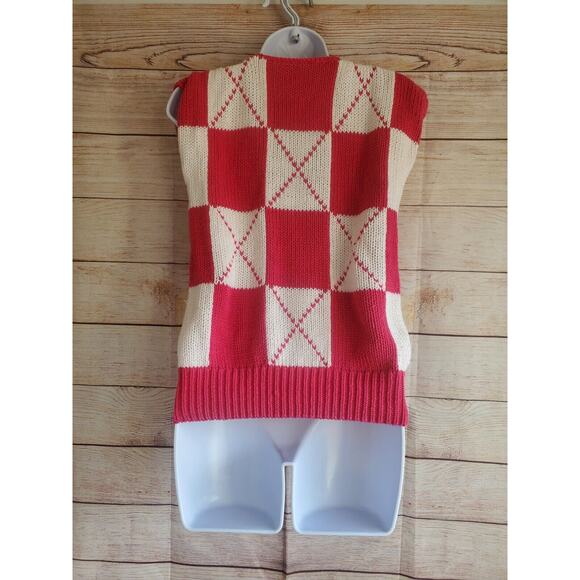 Vintage L Women's Pink and White Golf Preppy Sweater Vest Size not marked read - Picture 2 of 5